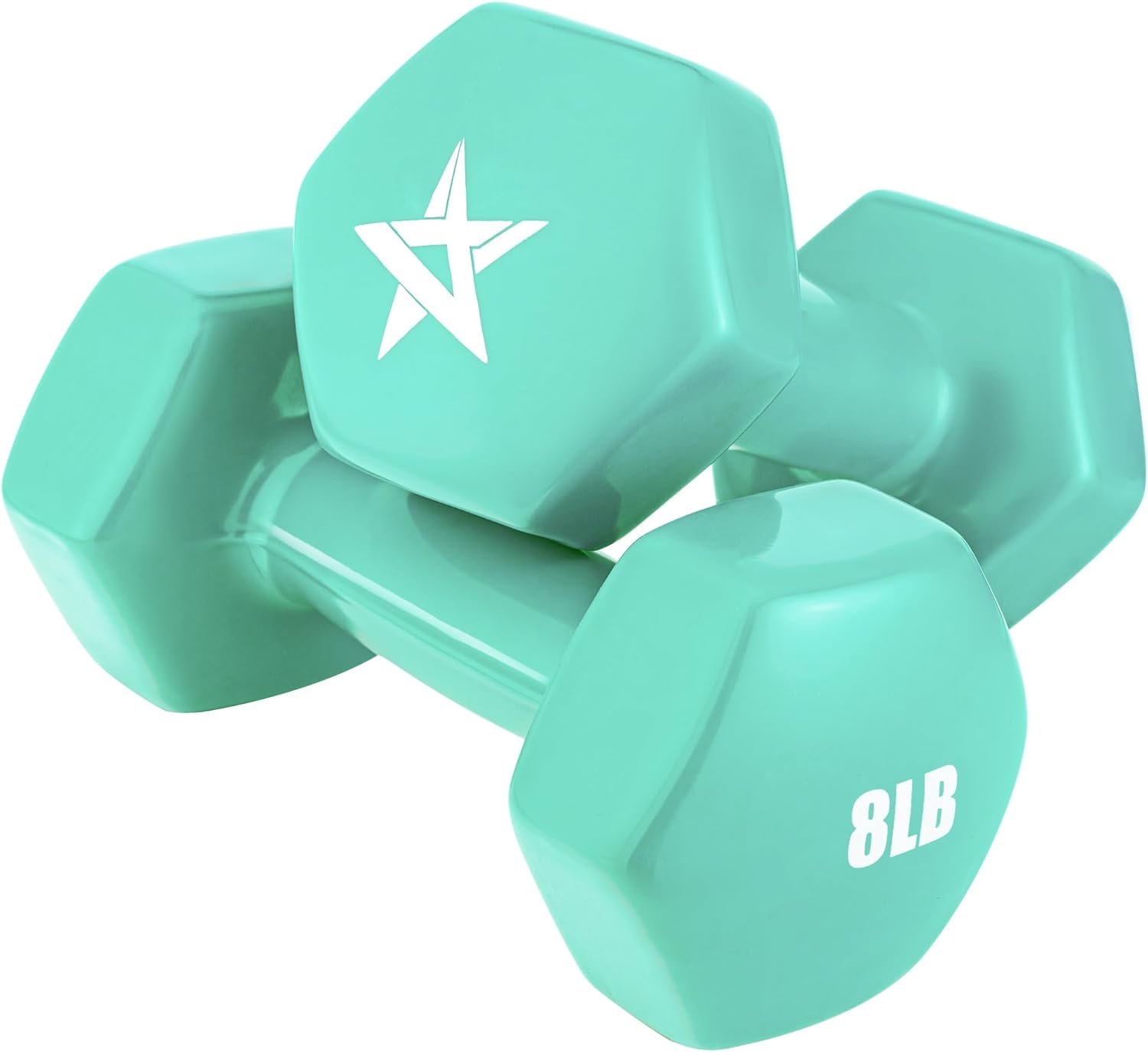 Yes4All Vinyl Hexagon Dumbbell – Dumbbells Set of 2 Hand Weights for Home Gym & Strength Training (2-15 lbs Weight Options)