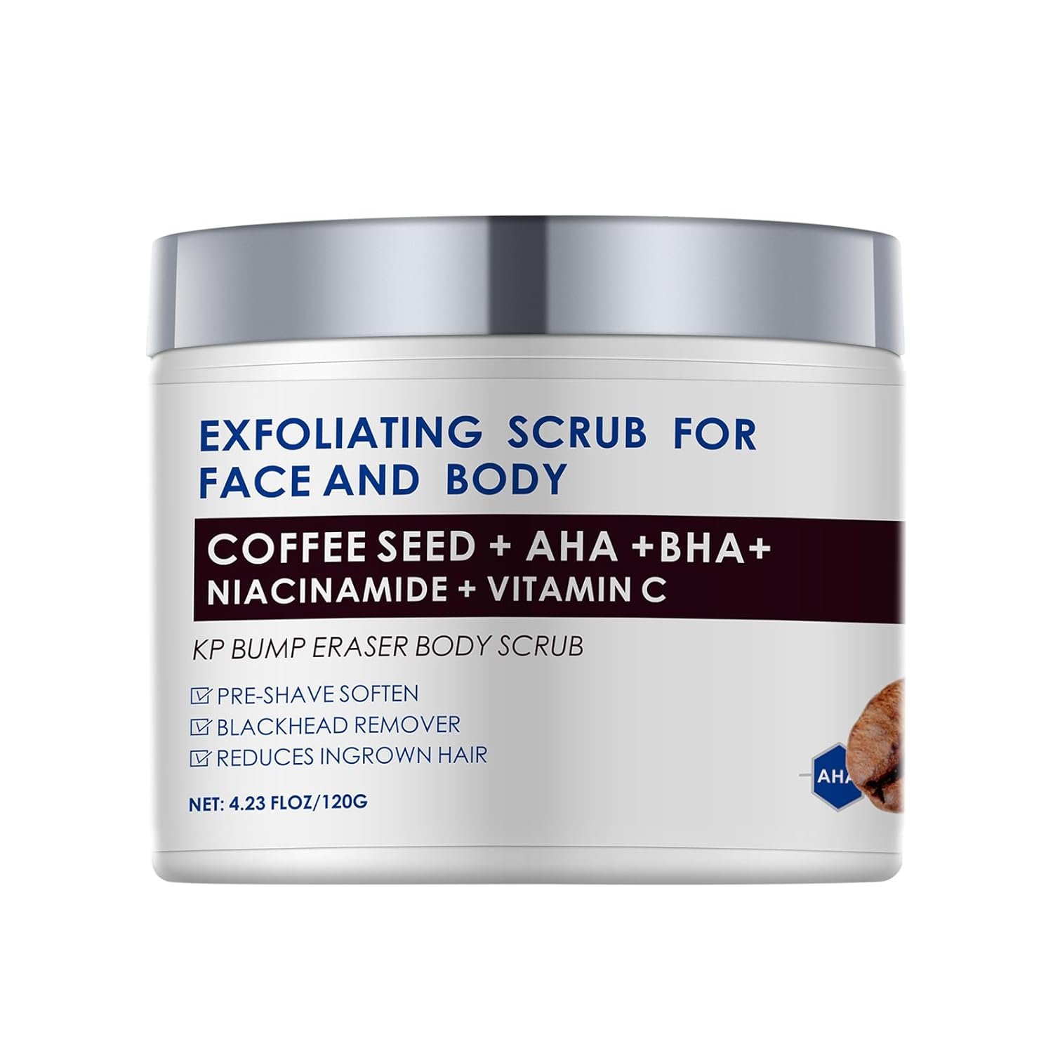 KP Bump Eraser Body Scrub with 10% AHA BHA Ingrown Hair Keratosis Pilaris Razor Bump Treatment Exfoliating Body Scrub Exfoliant Face Scrubs for Strawberry Leg Pre-shaven Blackhead 4.23OZ