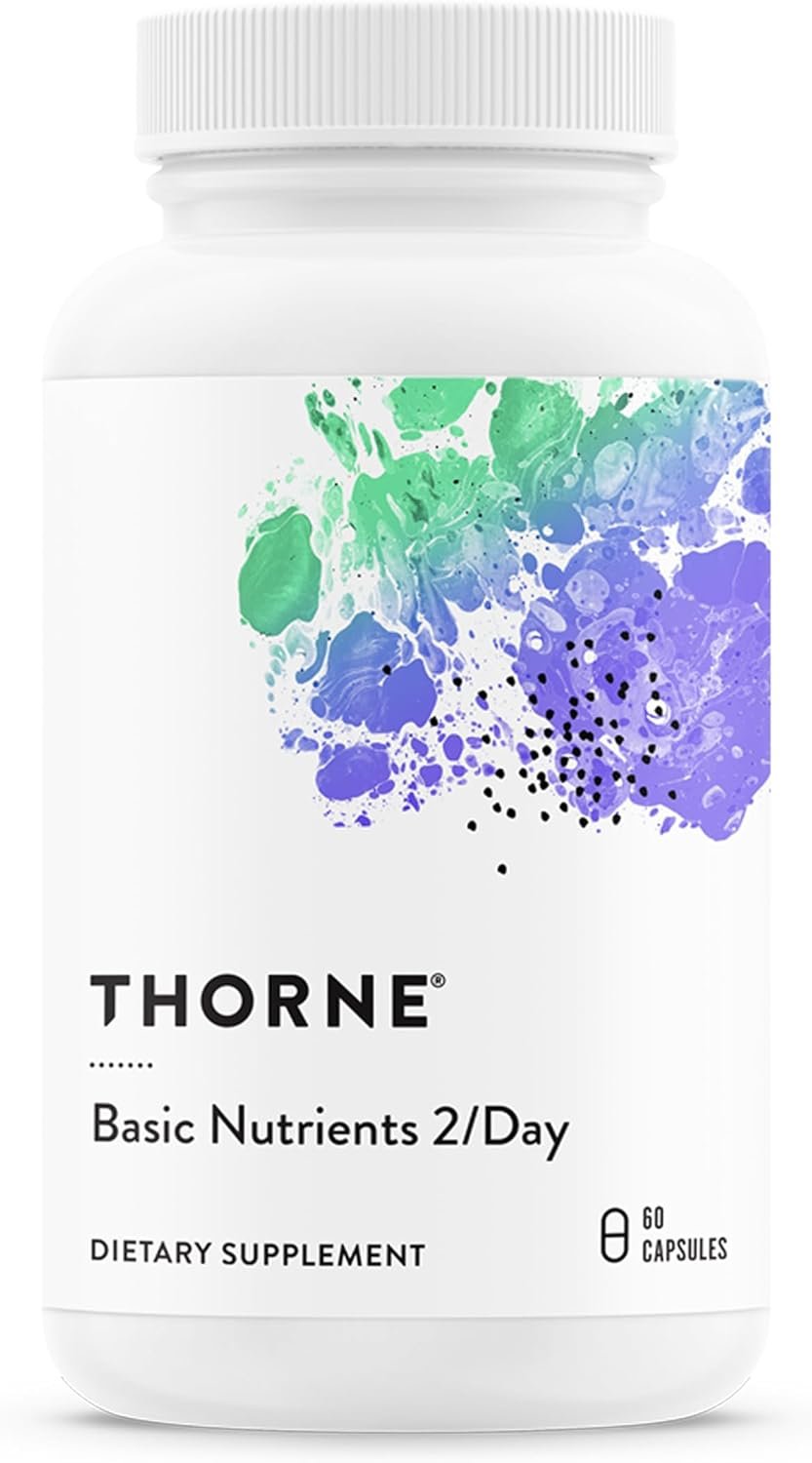 THORNE – Basic Nutrients 2/Day – Comprehensive Daily Multi-Vitamin with Optimal Bioavailability – Vitamin & Mineral Formula – Third-Party Certified – Gluten, Dairy & Soy-Free – 60 Capsules