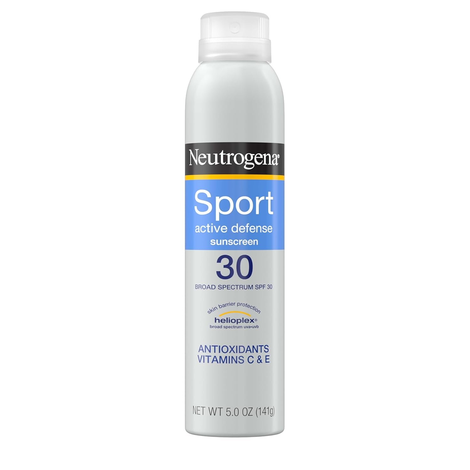 Neutrogena Sport Active Defense SPF 30 Sunscreen Spray, Sweat & Water Resistant Spray Sunscreen with Broad Spectrum UVA/UVB Sun Protection for Sunburn Prevention, Oxybenzone-Free, 5.0 oz