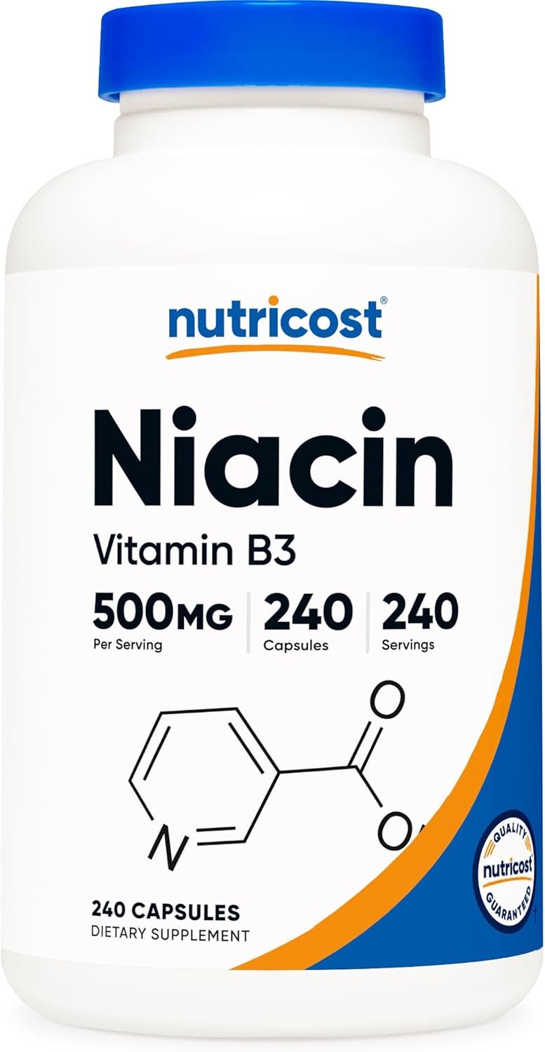 Nutricost Niacin (Vitamin B3) 500mg, 240 Capsules – with Flushing, Non-GMO, Gluten Free