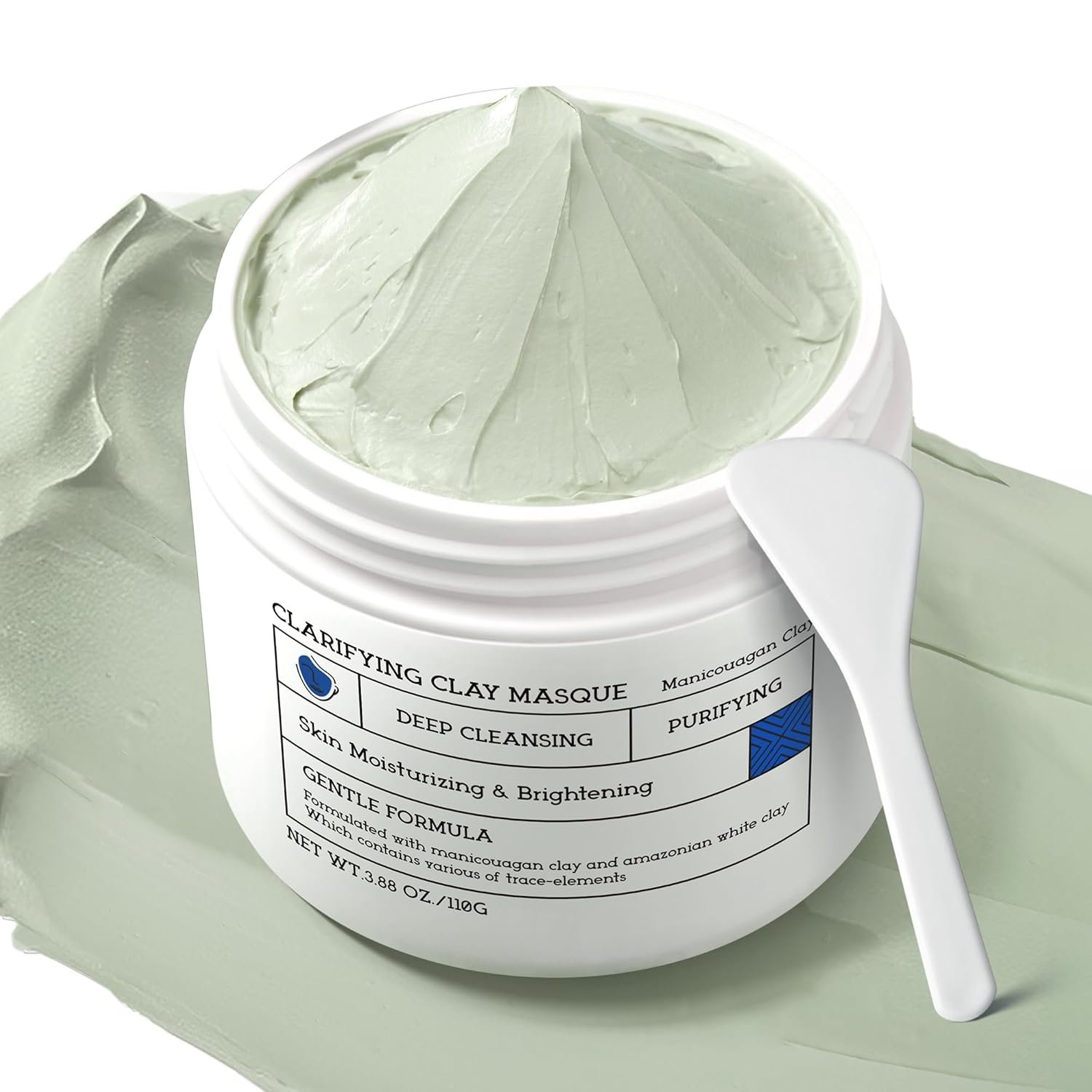 Clay Mask for Face & Sensitive Skin: Triple Mud Formula Deep Cleans Pores Reduces Acne Balances Oil & Improves Texture – 3.88 Oz