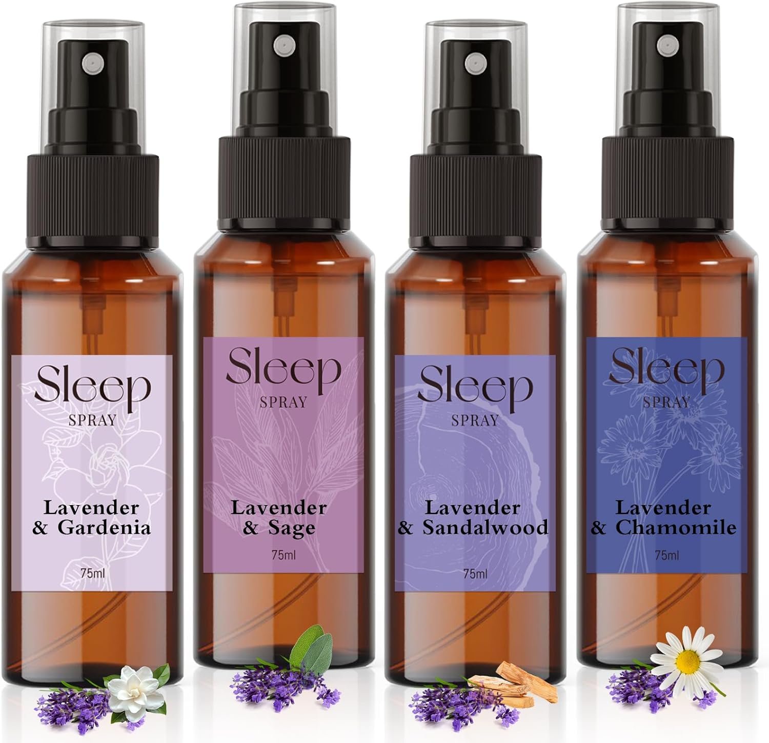 SCENTORINI Sleep Spray, 10.14 oz Calming Lavender Spray for Sleep, Lavender Essential Oil, 4 Pack Relaxing Aromatherapy Mist for Bedding Fabric, Room Spray Odor Deodorizer