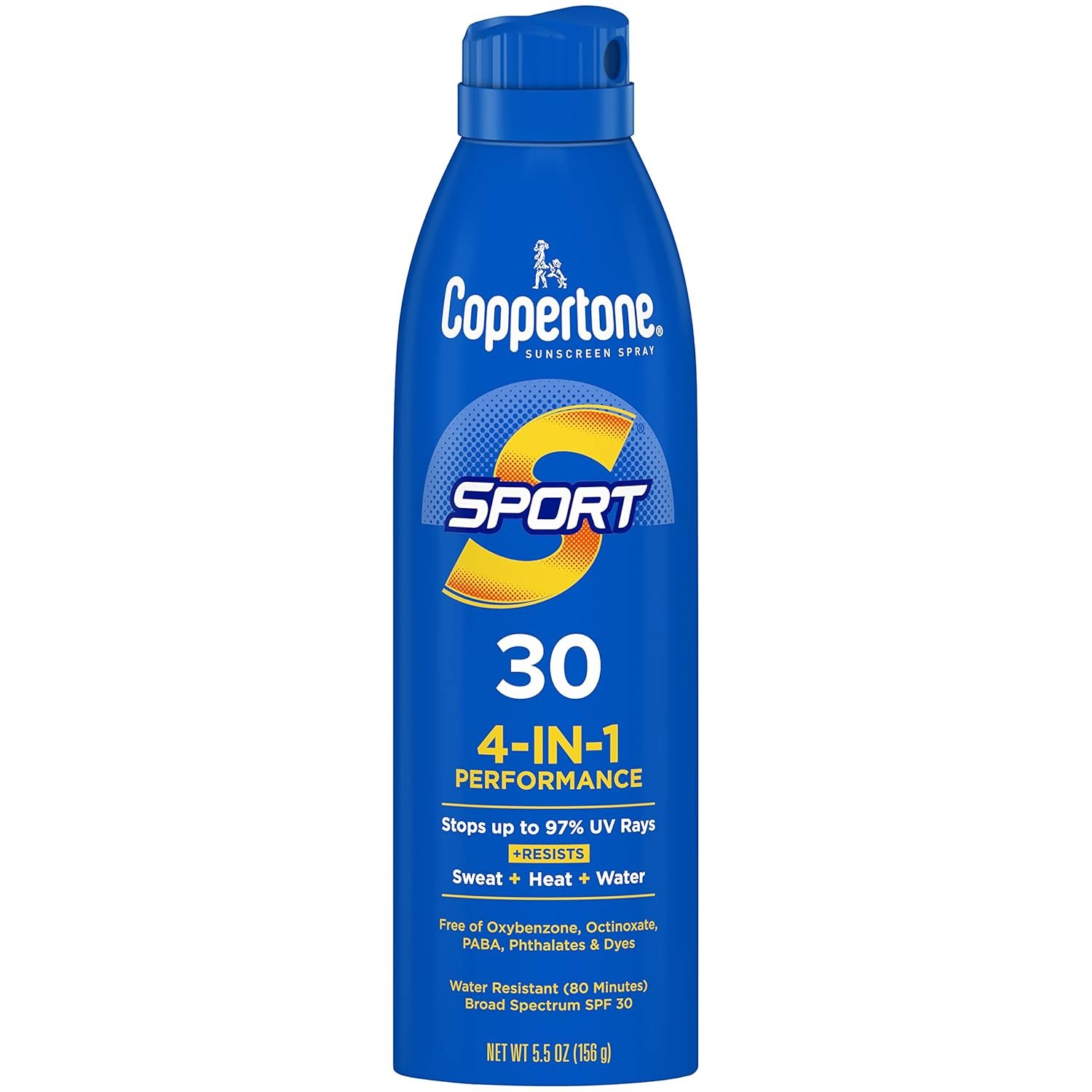 Coppertone Sport Sunscreen Spray SPF 30, Water Resistant Spray Sunscreen for Body, 5.5 Oz (Packaging May Vary)
