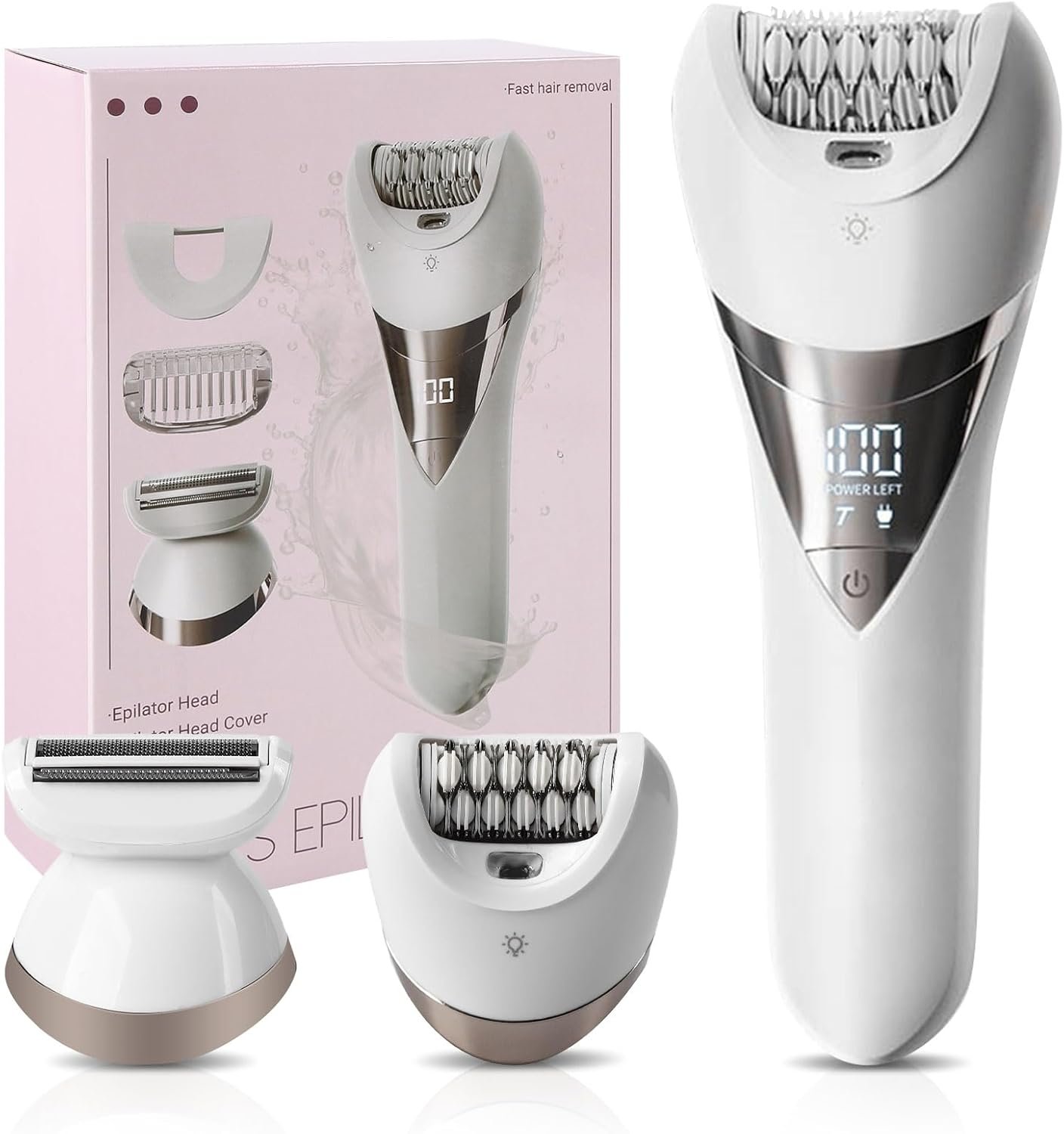 Electric Women’s Epilator,Cordless Epilators Hair Removal,Women Shaver for Leg,Armpit,Arm Trimmer,Shave& Epilate,Wide Head for Fast Epilation,Wet & Dry,2 Speeds
