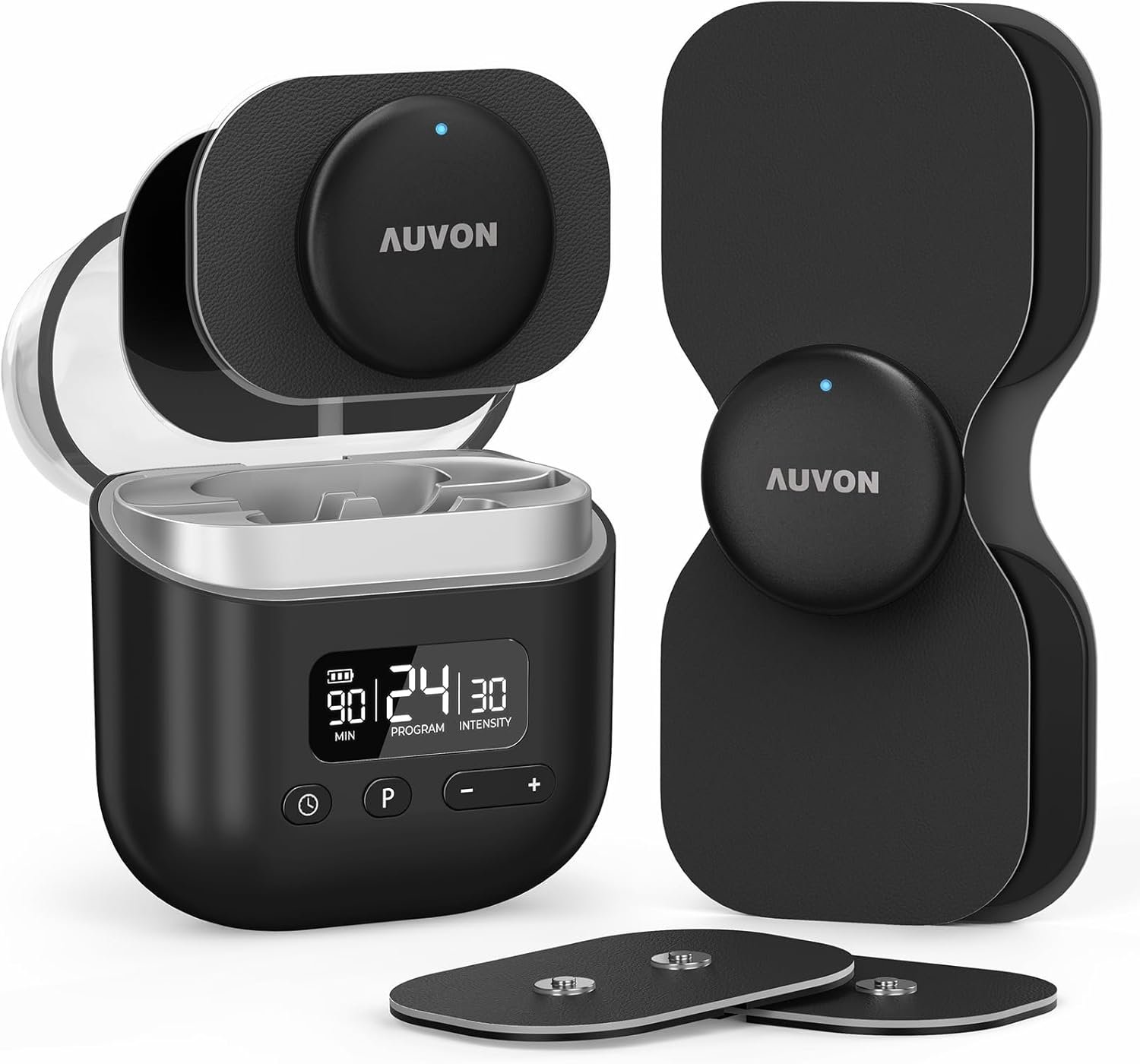 AUVON Wireless 24 Modes TENS Unit Muscle Stimulator for Pain Relief, Smart Rechargeable TENS Machine with Dual Size 6 TENS Pads for Physical Therapy, Pocket-Size TENS Device for Shoulder & Back Pain