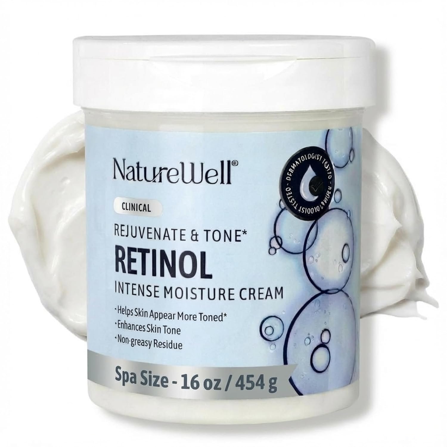 NATURE WELL Clinical Retinol Intense Moisture Cream for Face & Body – Anti-Aging Firming Cream for Wrinkles, Fine Lines & Crepey Skin – Hydrating & Nourishing Body Lotion & Facial Moisturizer – 16 Oz
