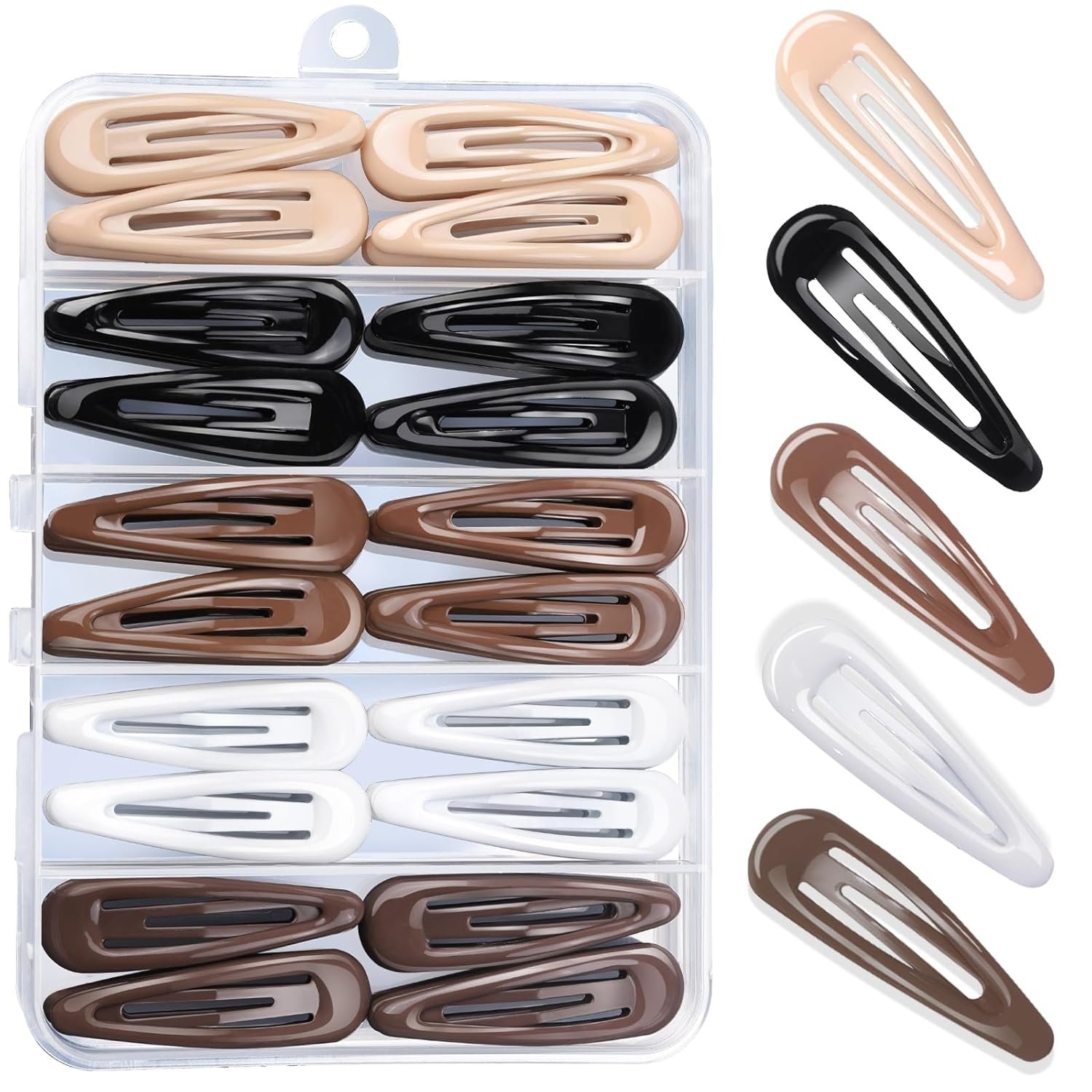 Teenitor 50Pcs Snap Hair Clips,2 Inch Hair Barrettes Hair Clips For Women, Metal Mixed Color, Hair Barrettes For Women Hair Snap Clips 5 Colors