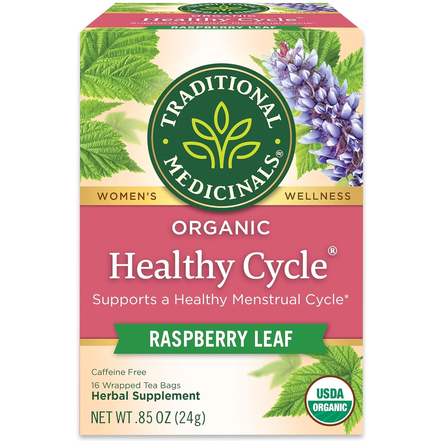 Traditional Medicinals Tea, Organic Healthy Cycle, Supports Healthy Menstrual Cycles, Includes Spearmint,16 Tea Bags