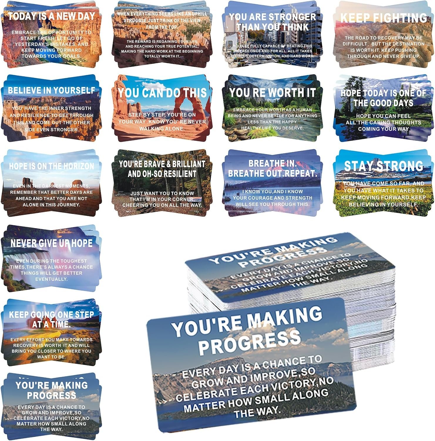 300 Recovery Encouragement Cards, Inspirational Motivation Affirmation Cards, 3.5 x 2 Inches, Positive Motivational Hope Quote Cards, Addiction Recovery Greeting Gifts for Men and Women