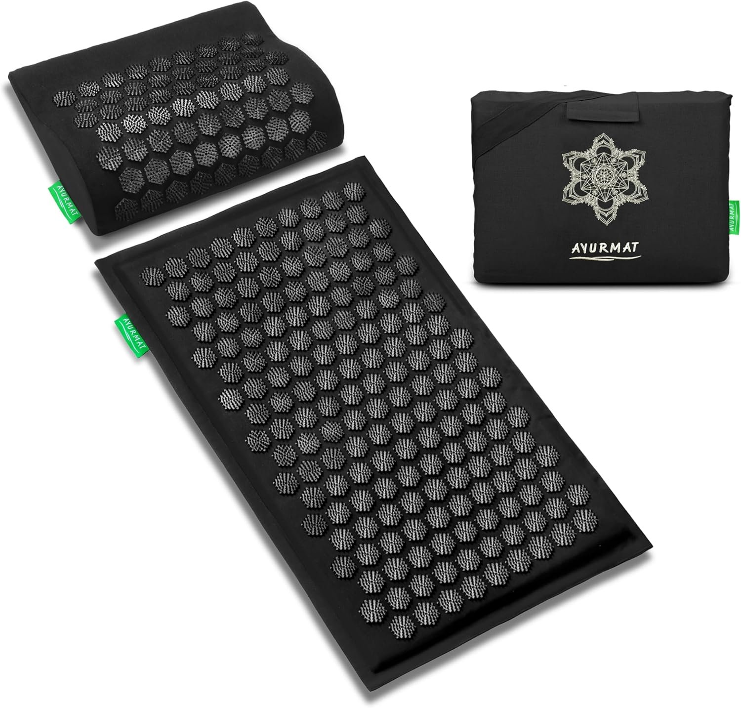 Premium Acupressure Mat and Pillow Set – Natural Eco-Friendly Linen & Coconut Fiber,Ergonomic Design,Relieves Stress & Tension,with Carrying Bag,Full Body Pro Set