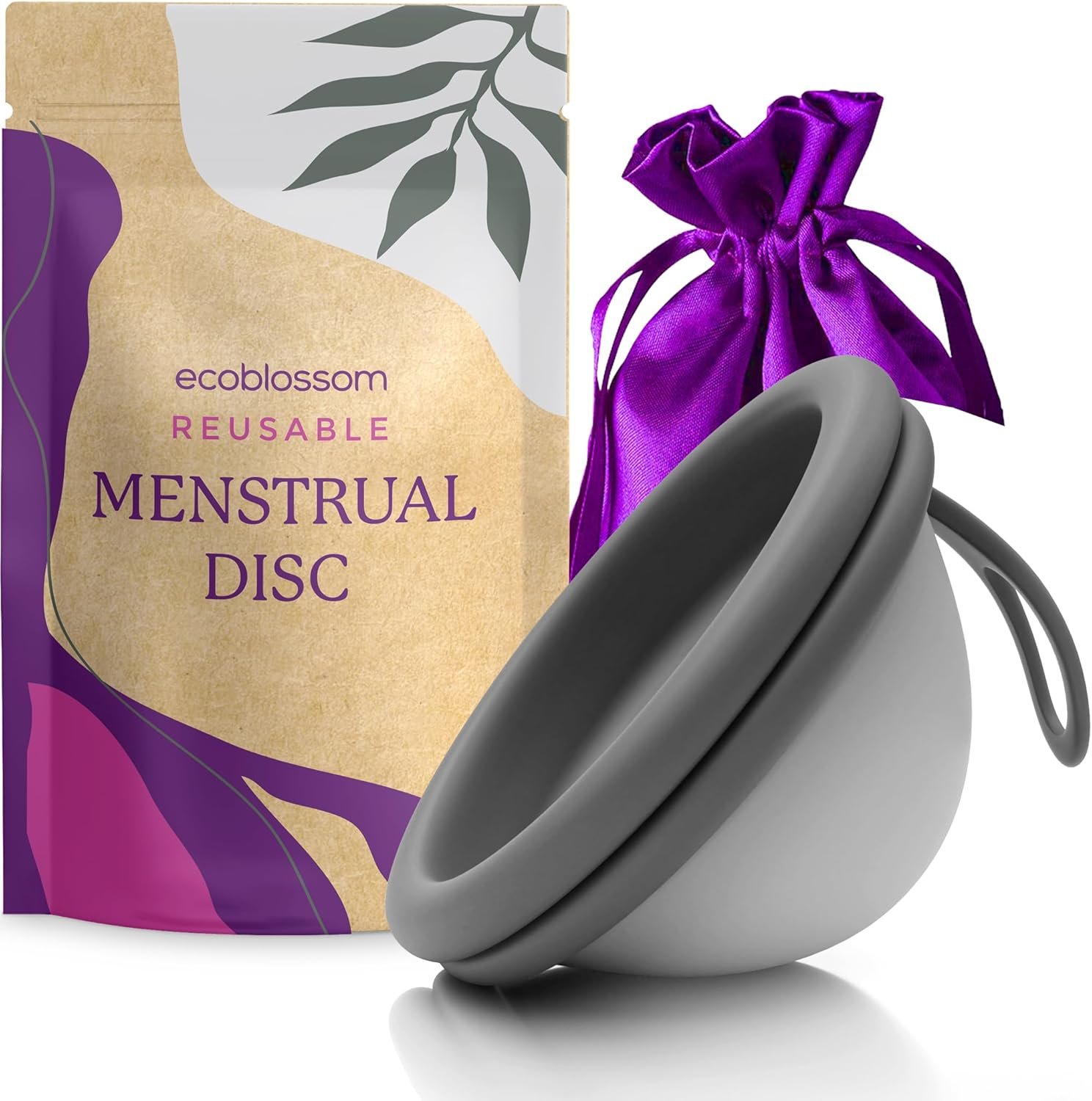 Ecoblossom Reusable Menstrual Disc – Menstrual Cup – Soft Period Disc for Women Designed with Flexible, Medical-Grade Silicone Period Cup (Black)