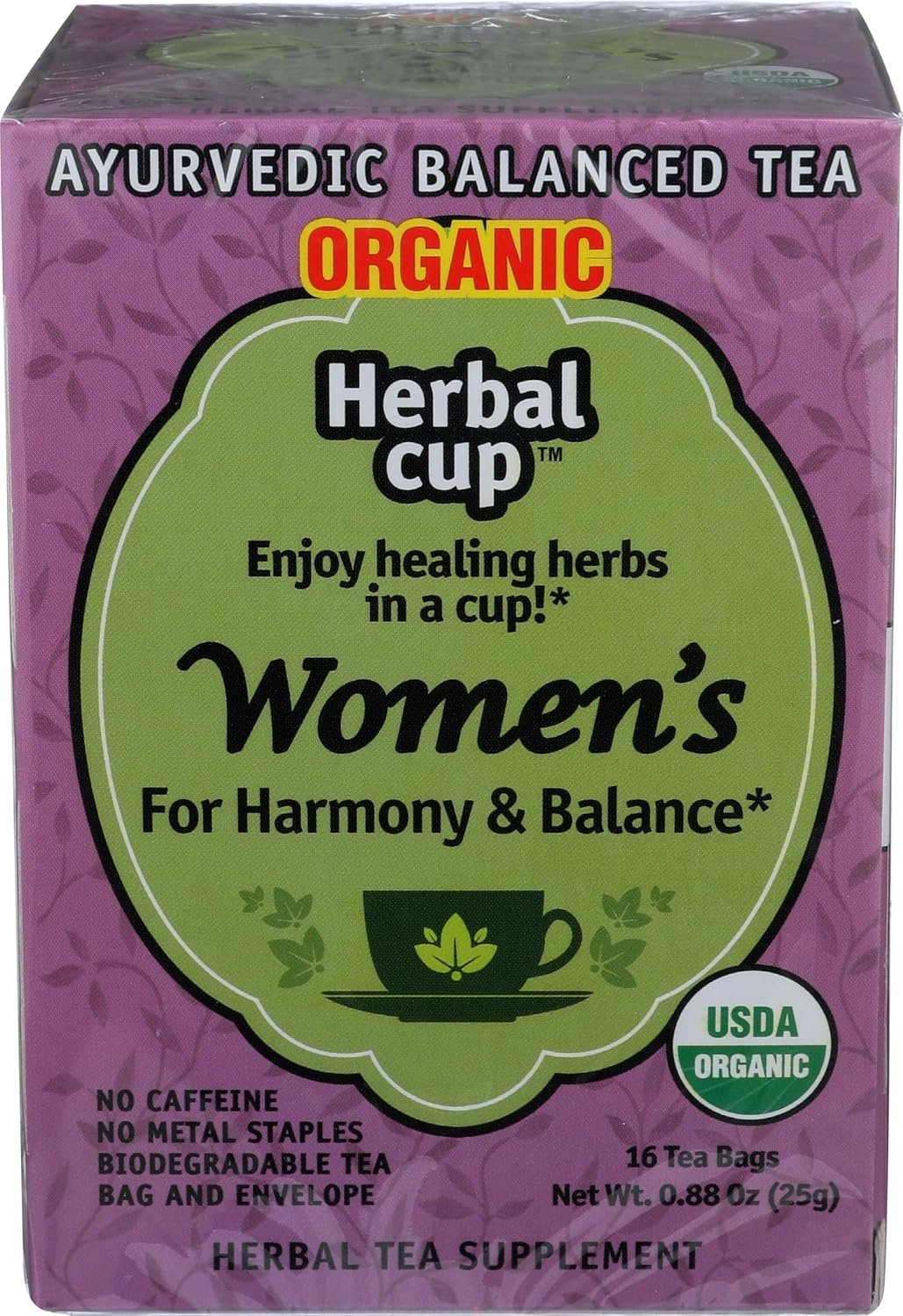 Herbal Cup Ayurveda Women’s Tea, Organic Harmony & Balance, No Caffeine Herbal Teas (16 Count, Pack of 1)