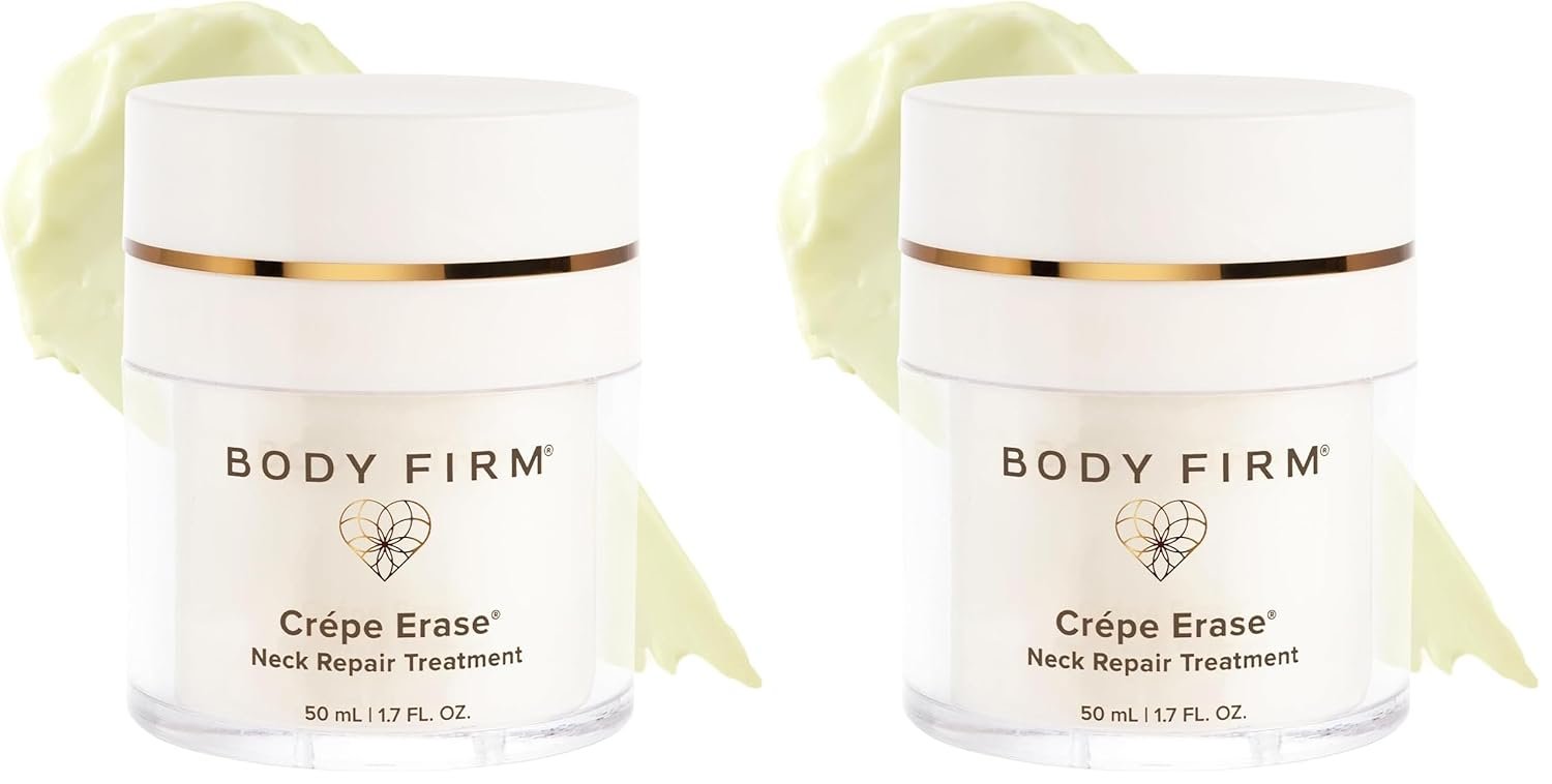 BODY FIRM Crepe Erase Neck Repair Treatment,Anti Aging Retinol Cream with Peptides,Shea Butter,Vitamin E,Squalane Oil,Wrinkle Cream for Crepey Skin Care and Firming Elasticity,1.7 FL Oz,(Pack of 2)