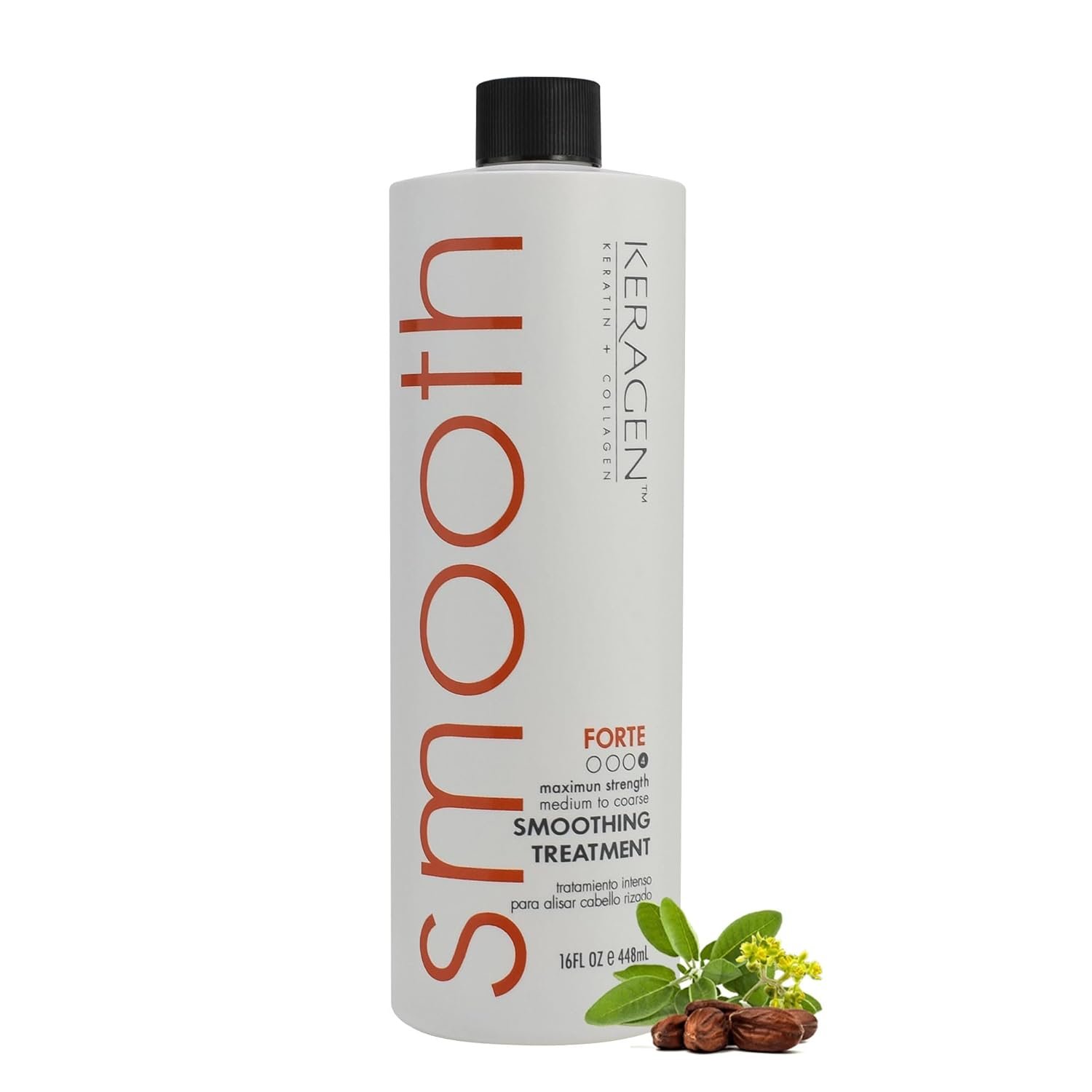 KERAGEN – Brazilian Smoothing Keratin Hair Treatment, Blowout Straightening System for Dry and Damaged Hair – Forte, Sulfate Free – Eliminates Curls and Frizz, Medium to Coarse Hair (16 Oz)
