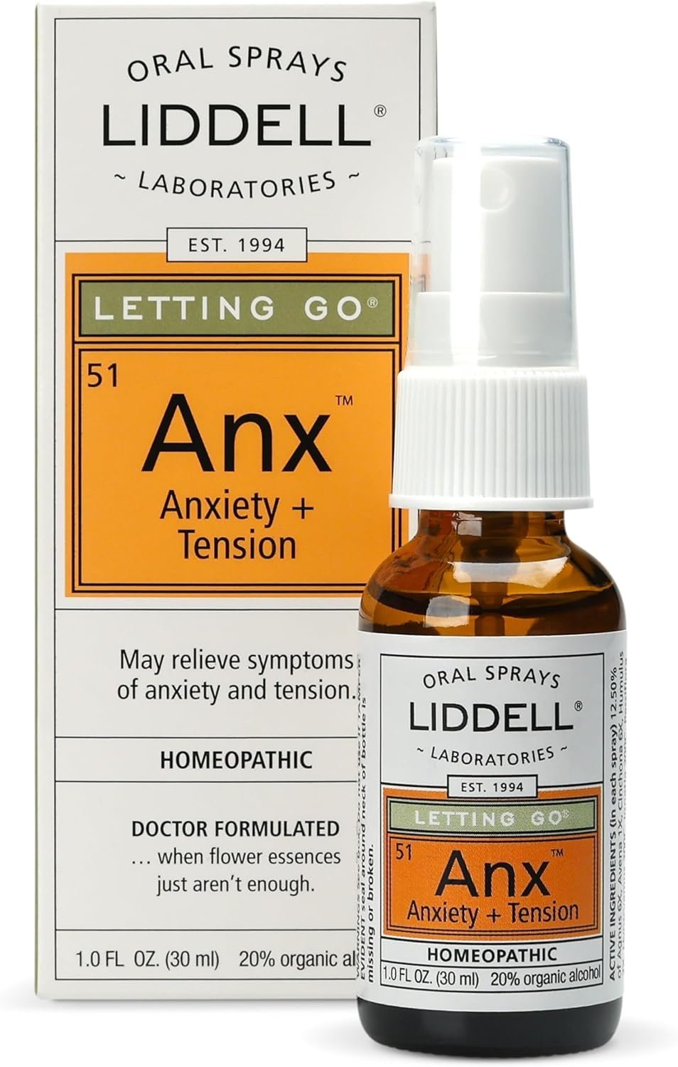 Liddell Letting Go – Homeopathic Remedies – Oral Spray for Symptoms of Anxiousness, Stress and Restlessness – Natural Calm Spray – 1.0 fl. Oz.